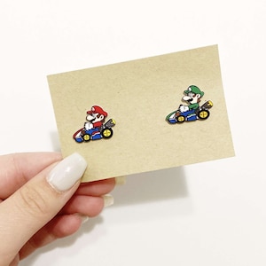 Go carts video game stud earrings