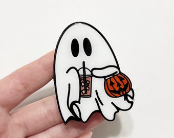 Ghost with Iced Coffee kindle grip, Halloween phone grips