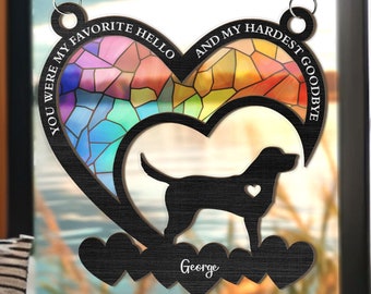 Personalized Dog Memorial Gifts Loss Pet Suncatcher Stained Glass Rainbow Bridge Sympathy Lovers, Remembrance Gifts for Dog Mom,Dog Dad