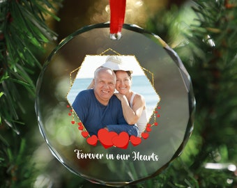 Personalized Memorial Christmas Glass Ornament, In Loving Memory Custom Photo Ornament,Loss of Loved Mom Dad Remembrance Gifts,Sympathy Gift