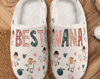 Personalized Grandma Photo Slipper, Best Grandma Best Nana Gift, Custom Slipper With Grandkids, Gift For Grandma Mom