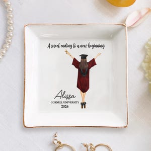 Porte-bijou personnalisé de remise des diplômes, porte-bagues personnalisé pour diplômé, plateau de bibelots fille, cadeau personnalisé petite-fille, porte-bague pour elle