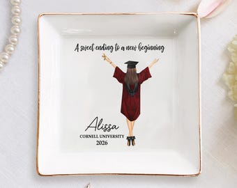 Personalized Graduation Jewelry Dish, Custom Graduate Ring Dish, Daughter Trinket Ring Tray, Granddaughter Custom Gift, Ring Holder For Her