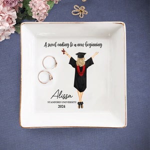 Graduation Gift for Her, Personalized Jewelry Dish for Daughter Class of 2025 College- PHD Graduation, Masters Degree Gifts, Unique Keepsake