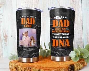 Personalized Best Dad Ever DAD DNA Tumbler  - Father's Day Gift Idea for Dad