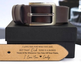 Funny Handmade Belt Gift For Husband, Custom Engraved Leather Belt Grooms Men, Father's Day Gift, Genuine Leather, Anniversary Gift