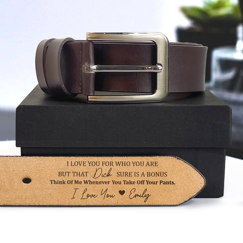 Funny Handmade Belt Gift For Husband, Custom Engraved Leather Belt Grooms Men, Father's Day Gift, Genuine Leather, Anniversary Gift zdjęcie 1