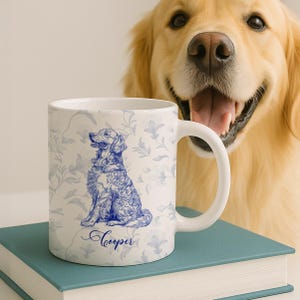 Dog Lover French Style Gift Toile De Jouy Chinoiseries, Personalized Mug, Sausage Dog Lover Gifts, Dog Tea Drinkware, Dog Lover Gift