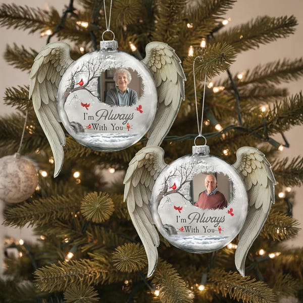 Custom Photo Memorial Glass Ball Ornament, Im Always With You Personalized Christmas Ornament, Loss Of Mom Gift, Family Remembrance Gift
