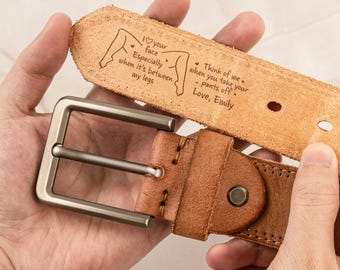 I Love Your Face Between My Legs Leather Belt For Him, Funny Valentine Gift For Husband Boyfriend, Engraved Cowhide Belt, Anniversary Gift