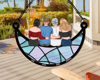 Personalized Mom & Daughter Suncatcher: Stained Glass Effect Window Hanging