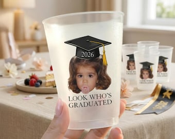 Personalized Vintage Childhood Photo Graduation Frosted Cup, Custom Photo Gift Party, Class Of 2026 Senior Prop, Funny High School Grad