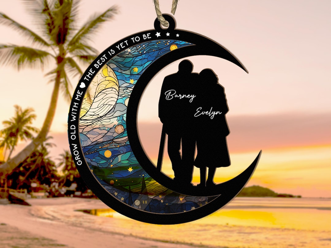 From Our First Kiss Till Our Last Breath - Couple Personalized Custom Stained Glass Window Hanging Suncatcher - Gift For Husband Wife, Anniversary