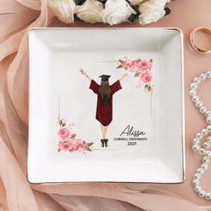 Graduation Gift Jewelry Dish, Personalized Jewelry Dish for Daughter Class of 2025 College- PHD Graduation, Masters Degree Gifts