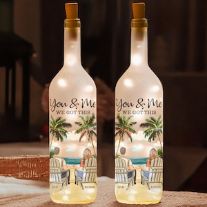 Lámpara de botella personalizada para pareja, luz nocturna LED "Tú y yo, tenemos esto", regalo de San Valentín para esposa y novia, regalo personalizado de compromiso de boda.
