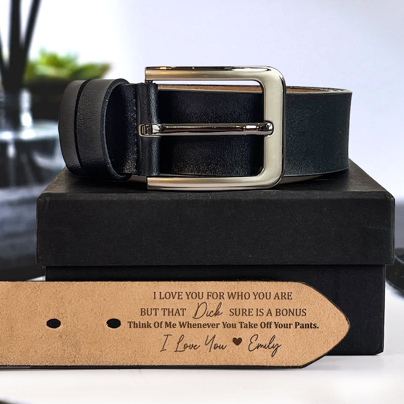 Funny Handmade Belt Gift For Husband, Custom Engraved Leather Belt Grooms Men, Father's Day Gift, Genuine Leather, Anniversary Gift zdjęcie 5