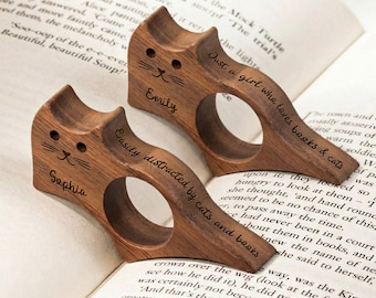 Easily Distracted By Cats And Books, Personalized Book Page Holder, Engraved Thumb Ring Handmade Reading Accessory, Reader Lover Gift