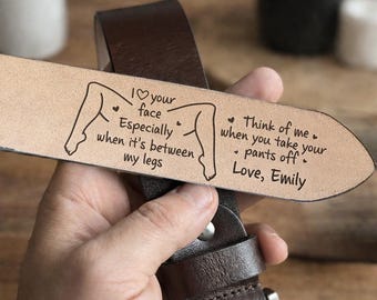 Personalized Hidden Message Leather Belt For Husband, Boyfriend Custom Naughty Engraved Belt, Valentine Gift For Him, Men Anniversary Gift