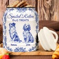 Personalized Dog Treat Jar: Floral Toile Chinoiserie Ceramic Cookie Jar