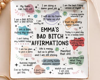 Personalized Ceramic Jewelry Dish: Swear Affirmations, Funny Gift