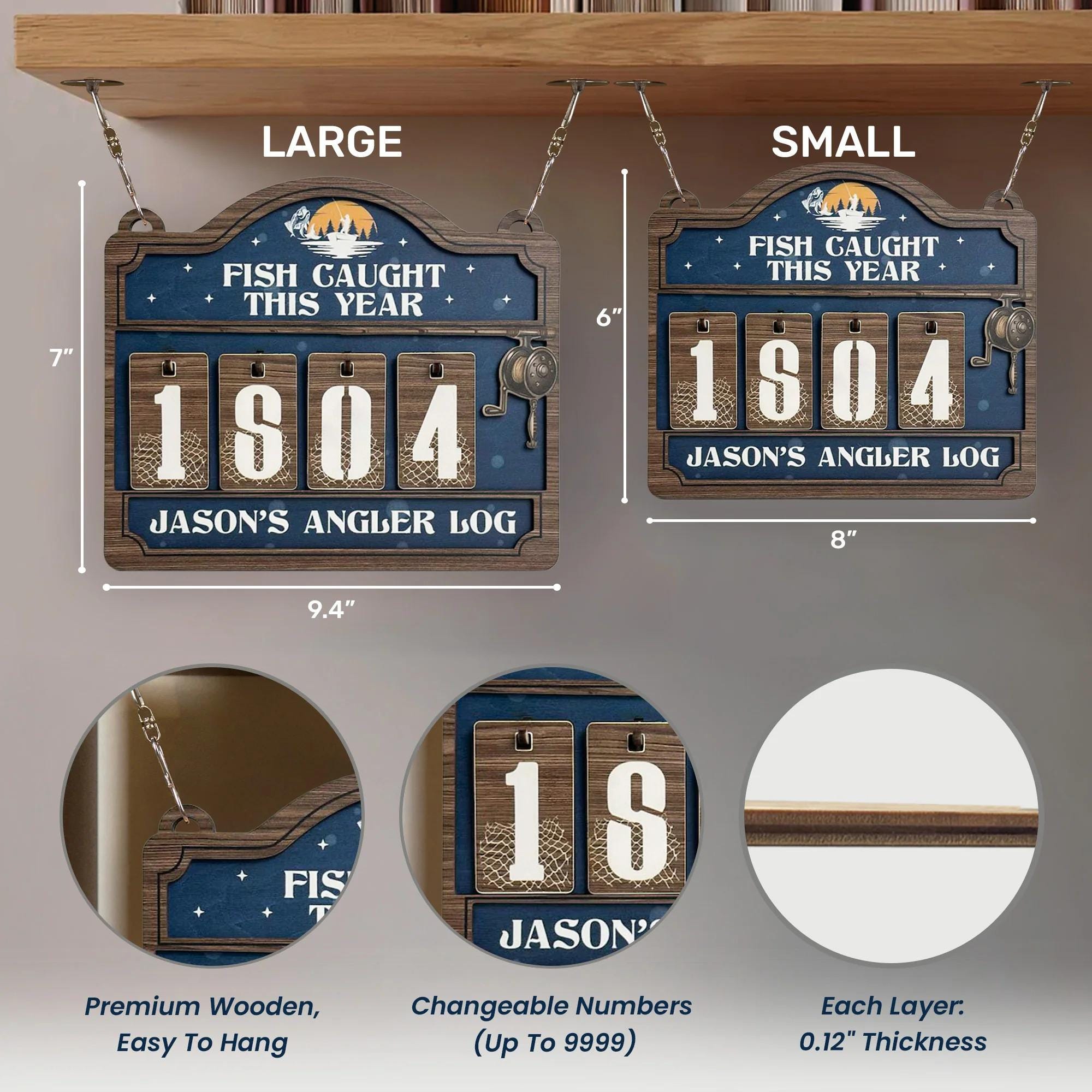 Fish Caught This Year Counter Sign, Personalized Fisher Tracker Sign ...
