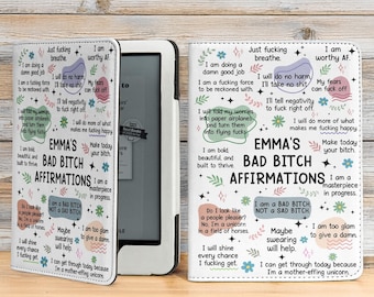 Personalized Kindle Paperwhite Case with Stand: "Swear Affirmations" PU Leather