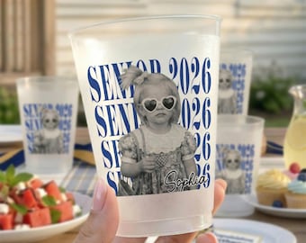 Personalized Senior Custom Vintage Photo Frosted Cup, Class of 2026 Graduation Gift, Graduation Drinkware, Senior Night Cup, Party Favor Cup