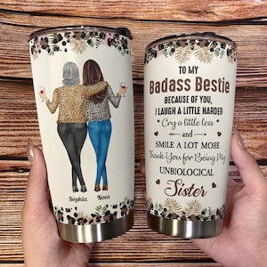 Personalized Tumbler Cup, Because Of You I Laugh A Little Harder Friendship, Friendship Gift, Gift For Friend Sister, Gift For Birthday