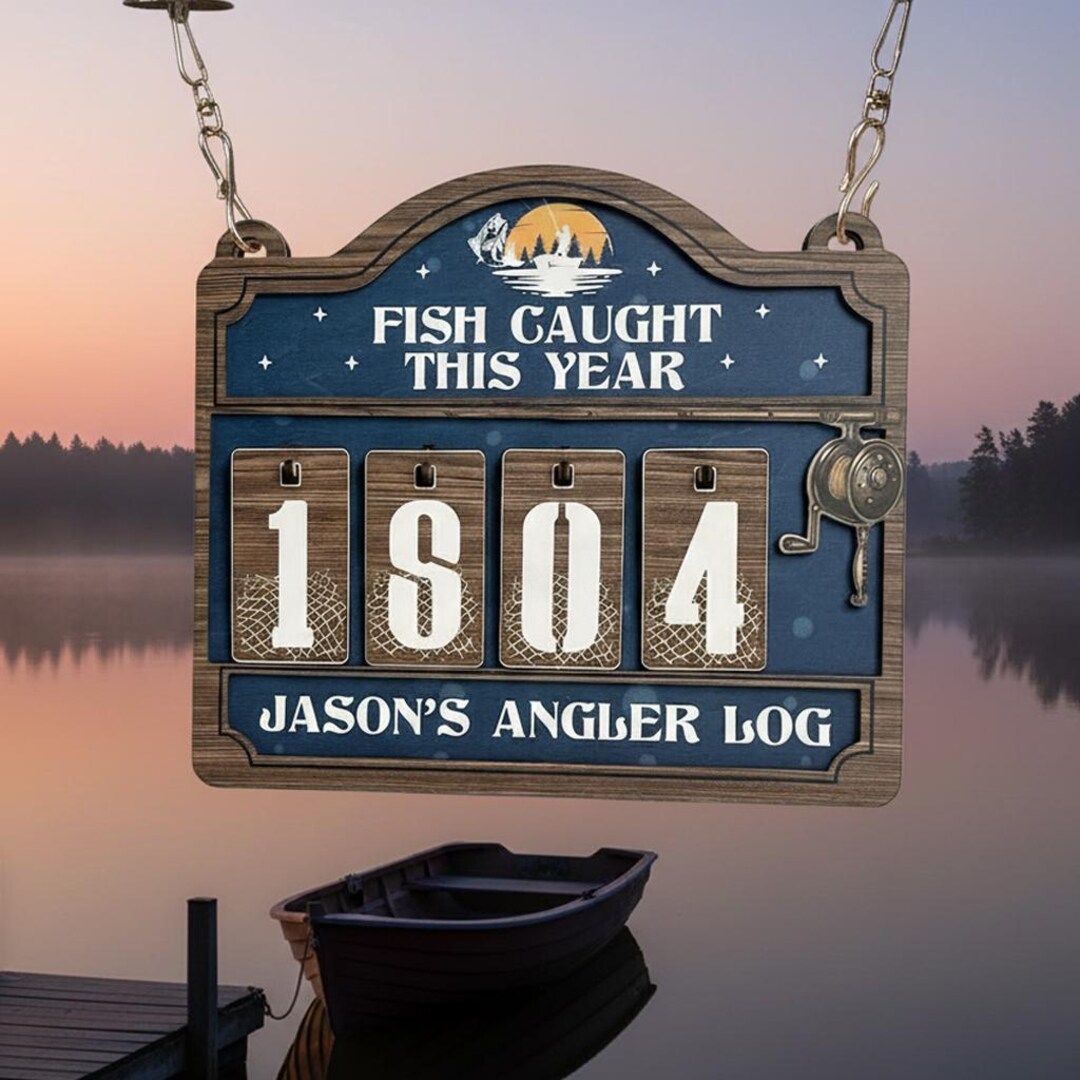 Fish Caught This Year Counter Sign, Personalized Fisher Tracker Sign ...