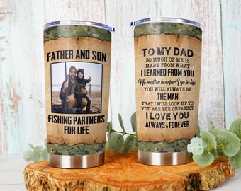 Vaso personalizado para padre e hijo, compañero de pesca de por vida, regalo para los amantes de la pesca