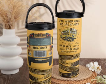 Personalized School Bus Driver Tumbler: Custom Name Gift, 30oz Stainless Steel