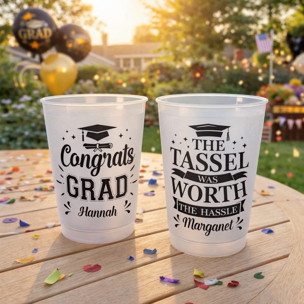Custom Graduate Frosted Cup, Graduation Party Decor Gift, High School ...