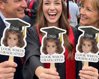 Custom Vintage Childhood Photo Graduation Fan, Personalized Graduation Gift, Class Of 2026 Senior Bestie Prop, Funny High School Grad