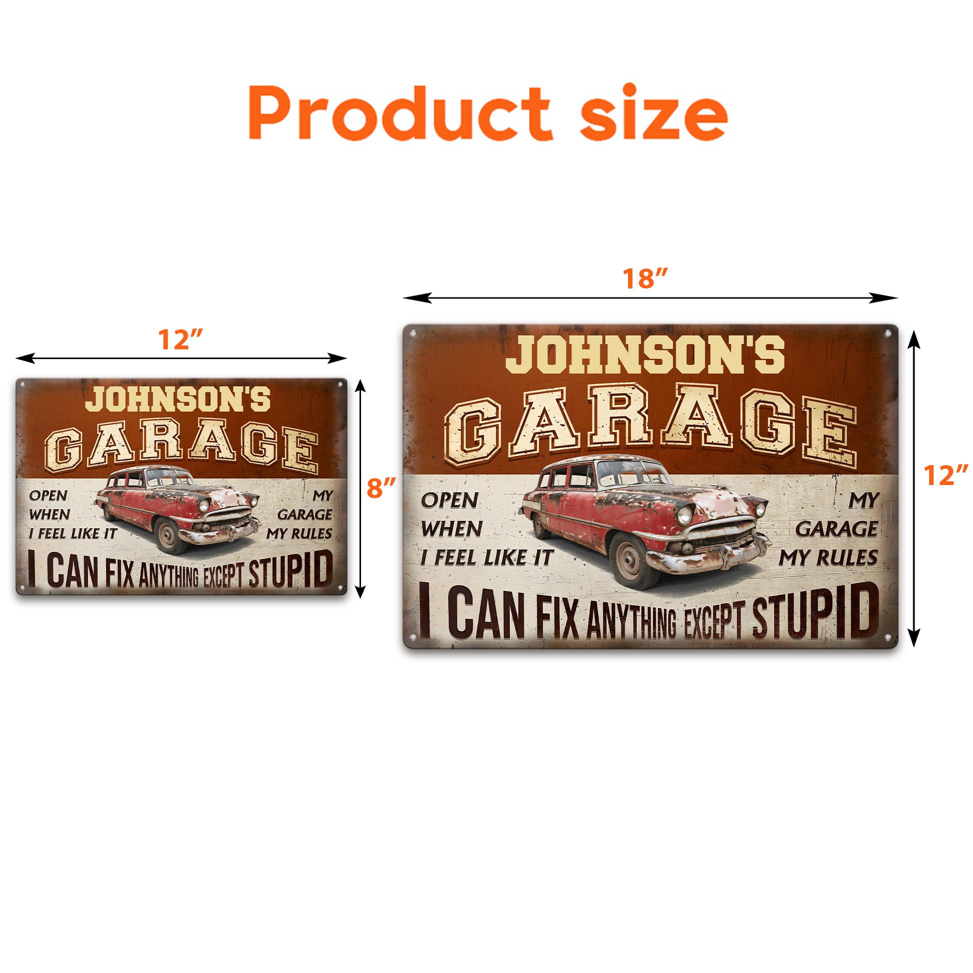 Personalized My Garage My Rule Metal Sign, Custom Man Cave Wall Decor ...