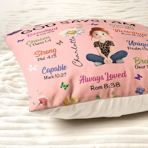 God Say I Am Personalized Pillow, Custom Birth Flower Pillow, Positive Affirmation Pillow, Christian Pillow, Birthday Christmas Gift For Her image 8
