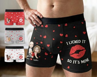 Personalized Men Boxers, Custom Underwear For Him, Funny Valentine Day Gift For Husband Boyfriend, Anniversary Gift, Engagement Wedding Gift