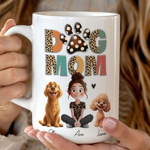 Personalized Dog Mom Mug, Custom Dog Lover Cartoon Style, Gift For Dog Lovers, Gift For Dog Mom, Custom Pet Mug, Coffee Mug For Pet Lover