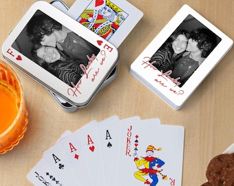 Couple Photo Poker Card With Metal Box, Valentine Playing Card Set Gift, Anniversary Card Deck Gift, Wedding Favor Gift, Night Game Gift