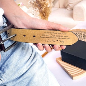 Funny Handmade Belt Gift For Husband, Custom Engraved Leather Belt Grooms Men, Fathers Day Gift, Genuine Leather, Anniversary Gift