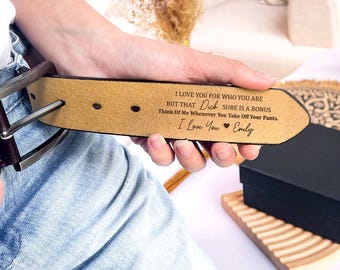 Funny Handmade Belt Gift For Husband, Custom Engraved Leather Belt Grooms Men, Fathers Day Gift, Genuine Leather, Anniversary Gift