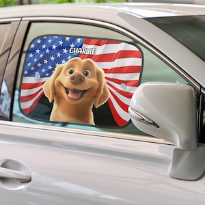 Custom Block UV Rays Car Side Window Sun Shade, Peeking Dog, Gifts for Dad boyfriend, Pet Auto Windshield Sun Shade, Gift for Dog Lovers