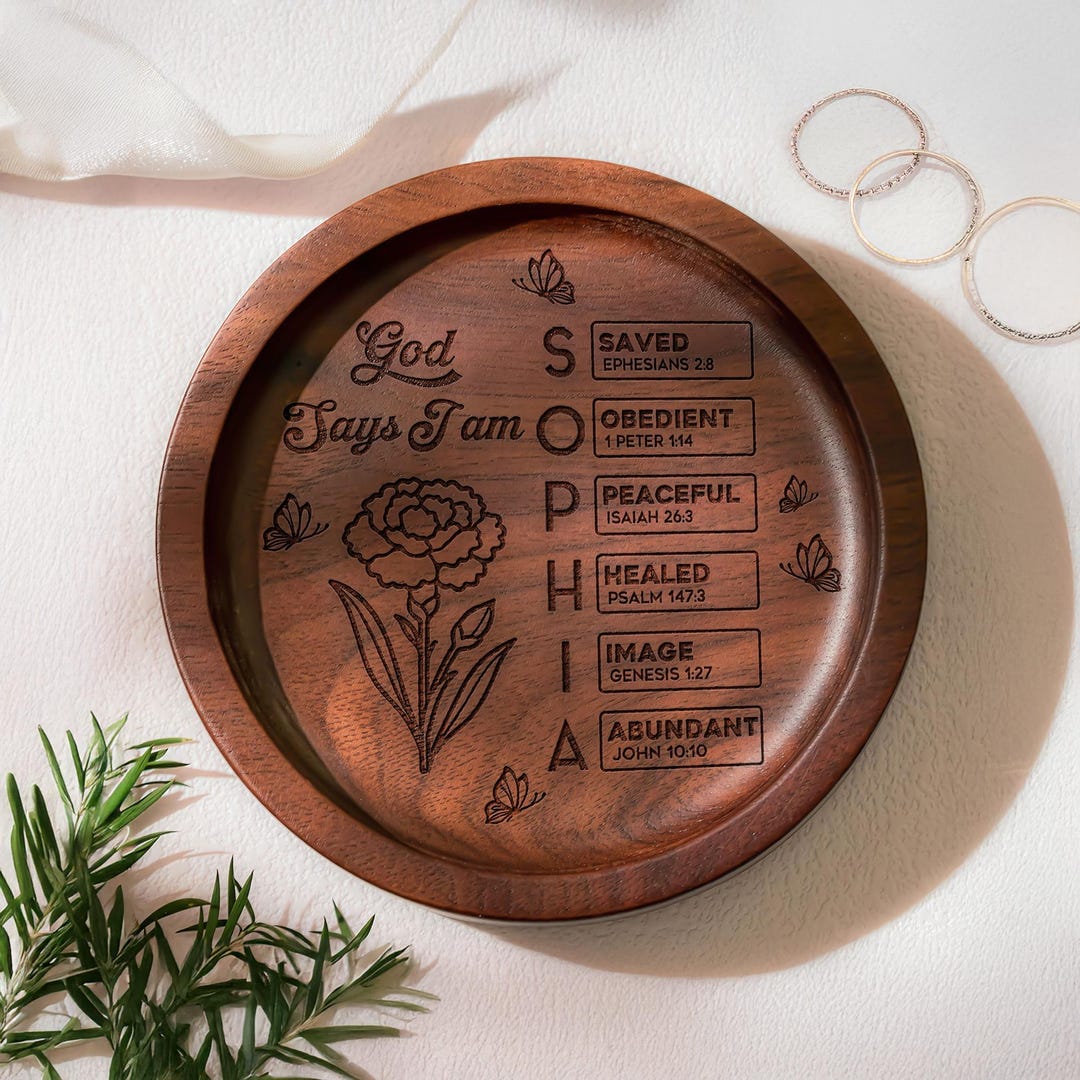 God Says I Am Name in Bible Verse, Personalized Wood Ring Dish ...