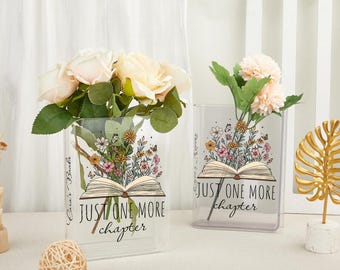 Personalized Acrylic Book Vase: Custom Name Gift for Book Lovers