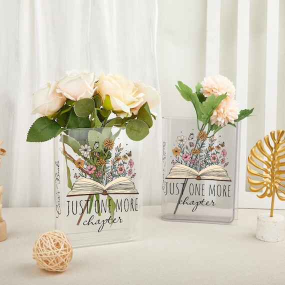 Personalized Acrylic Book Vase: Custom Name Gift for Book Lovers