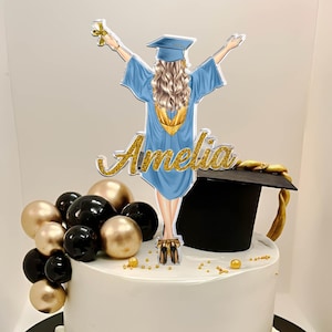 Custom Graduation 2025 Cake Topper, Personalized Graduation Gifts, Girl Class Of 2025 Cake Topper, Congrats Graduation Party Favors