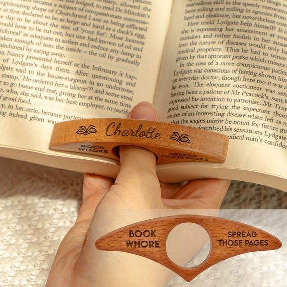 Spread Those Pages, Personalized Book Page Holder, Gift for Book Lover, Walnut Book Thumb Spreader, Custom Engraving Page Holder