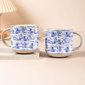 Dog Toile De Jouy French Style Custom Breeds, Personalized Pottery Mug, Dog Tea Drinkware, Dog Lover Gift, Sympathy Gift, Gift for Dog Mom