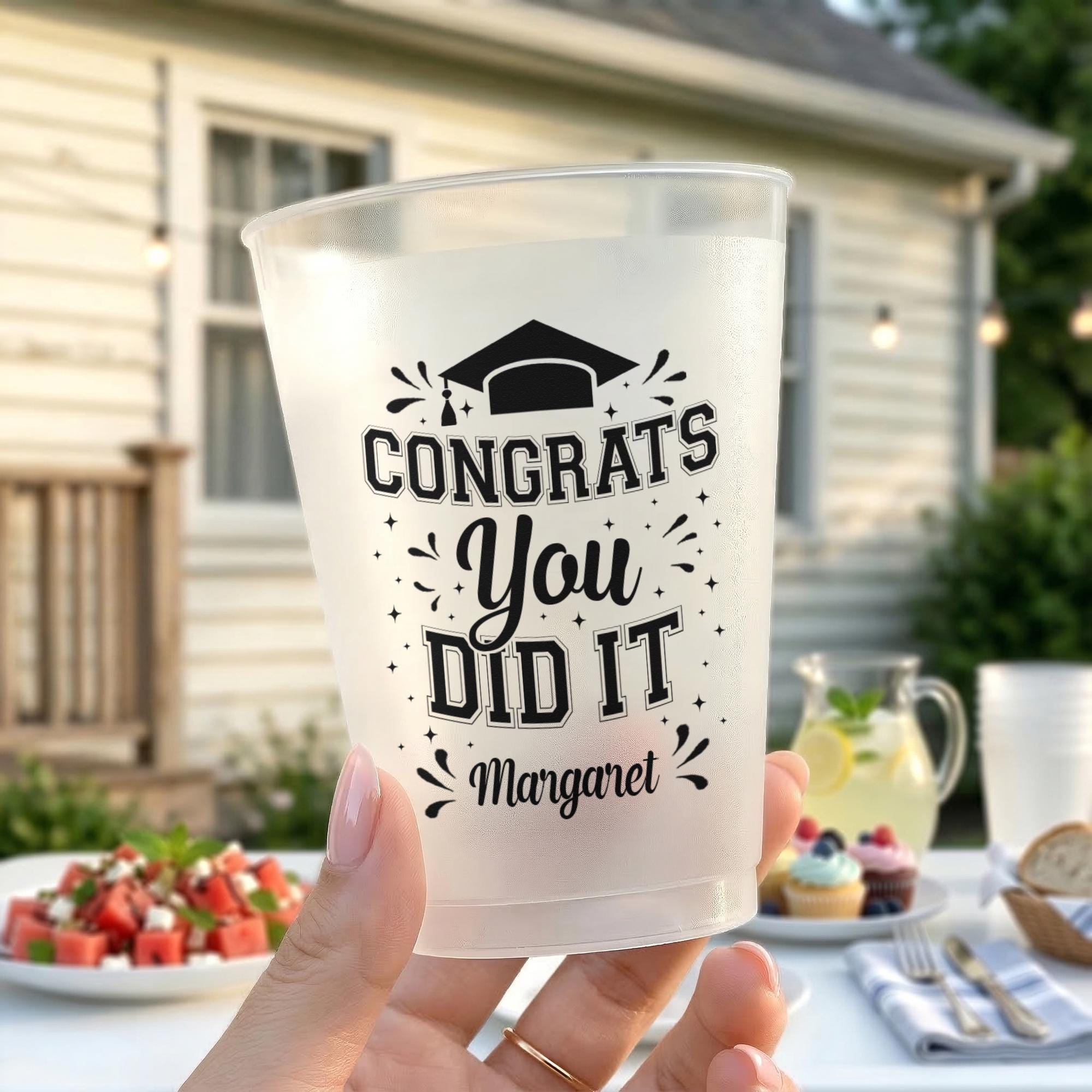 Custom Graduate Frosted Cup, Graduation Party Decor Gift, High School ...