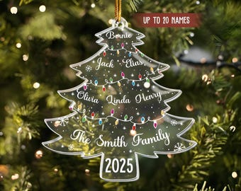 Personalized Family Ornament, Name Ornament, 2025 Christmas Ornament, Custom Family Name, Christmas Gift for Family Grandparents Dad Mom