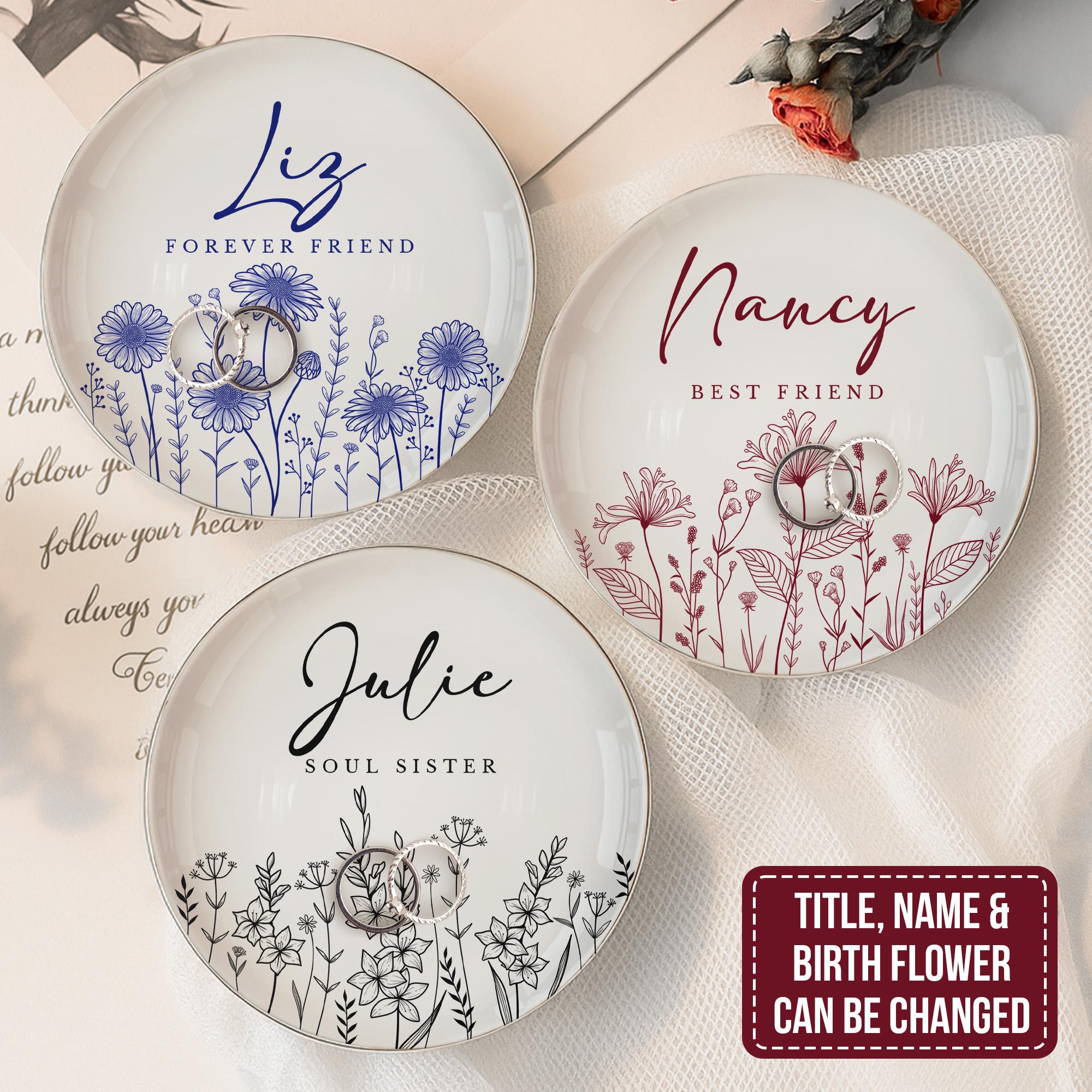 Macorner Personalized Gifts God Says I Am Toile De Jouy Flower -  Personalized Ring Dish